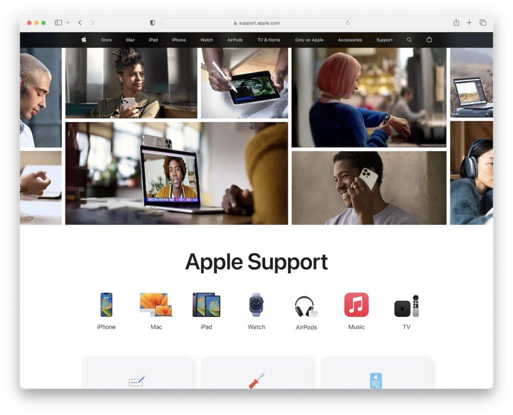 Apple サポートページの例