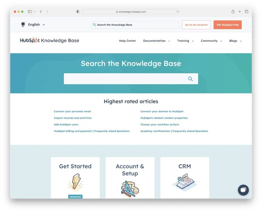 Hubspot ナレッジ ベース ページの例