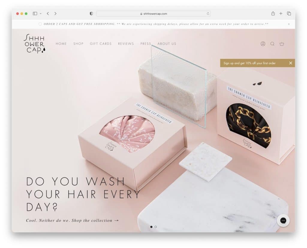 contoh e-niaga shhhowercap squarespace