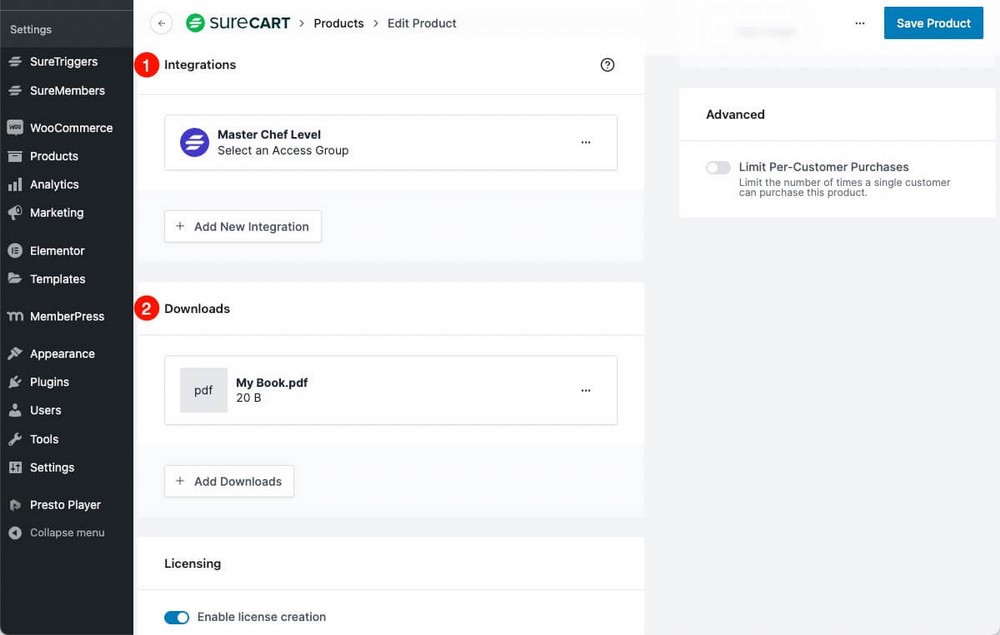 SureCart 集成和下载
