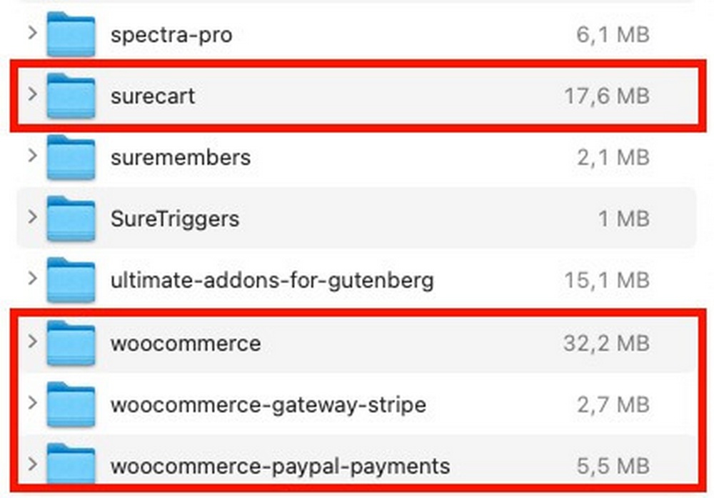 WooCommerce 与 SureCart 尺寸对比