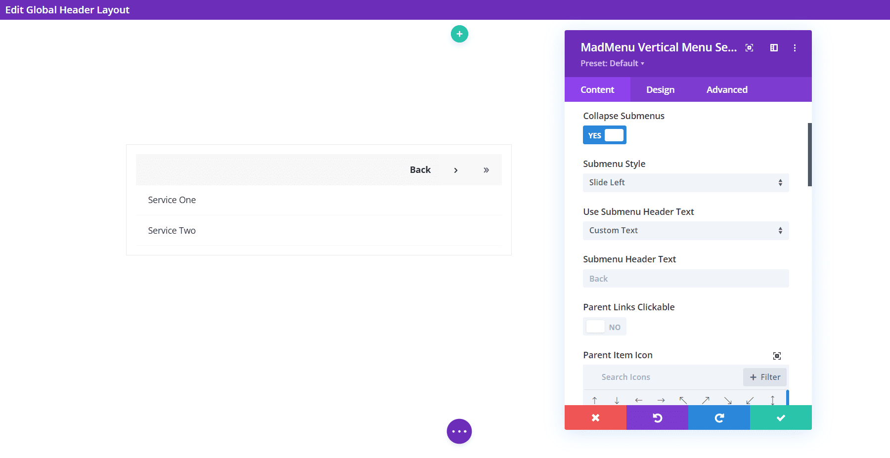 Divi MadMenu Vertikales Menümodul