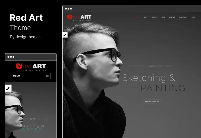 Tema artistico rosso - Tema WordPress per portfolio di artisti