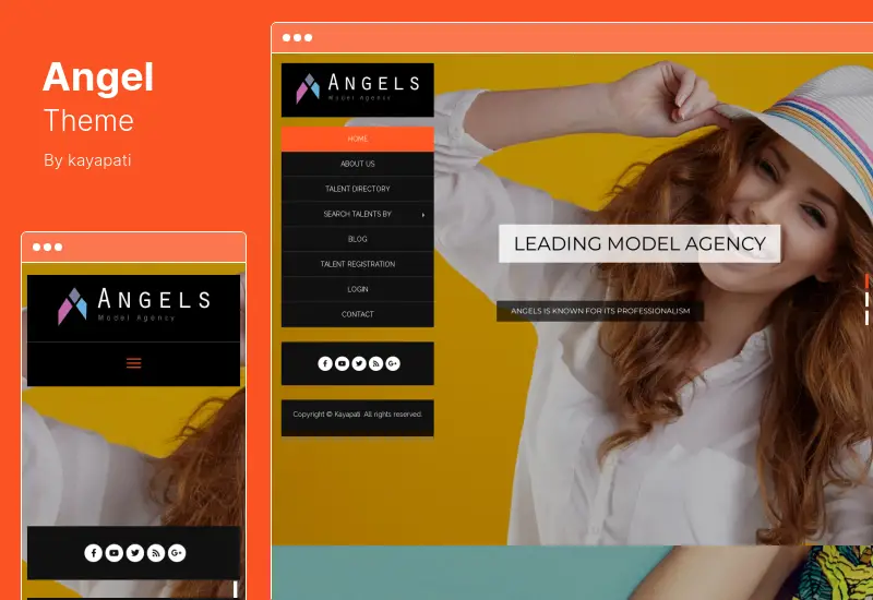 Tema Angelo - Tema CMS WordPress per agenzia di modelle di moda