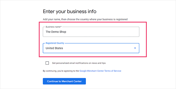 ビジネスの詳細を提供する Provide business details