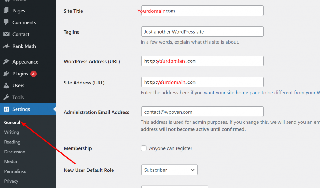 Come avviare un blog WordPress gratuitamente 2023: Guida per principianti in 9 passaggi 8 WordPress General Settings