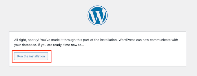 WordPress インストールの実行 Running the WordPress installation