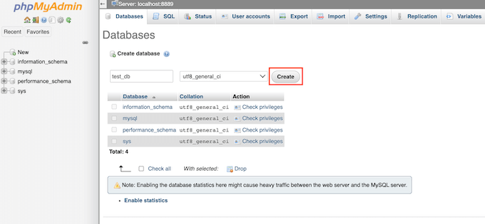 ローカル Web サイト用の WordPress データベースの作成 Creating a WordPress database for your local website
