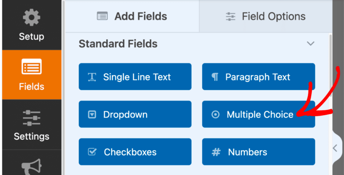 Red arrow pointing to multiple choice field