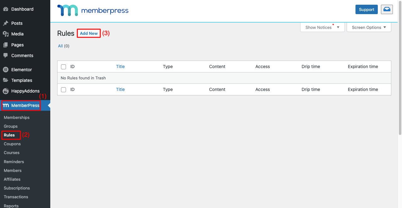 Cara Membuat Situs Keanggotaan dengan Elementor dan HappyAddons 23 How to Add Rules to Membership Website Using MemberPress