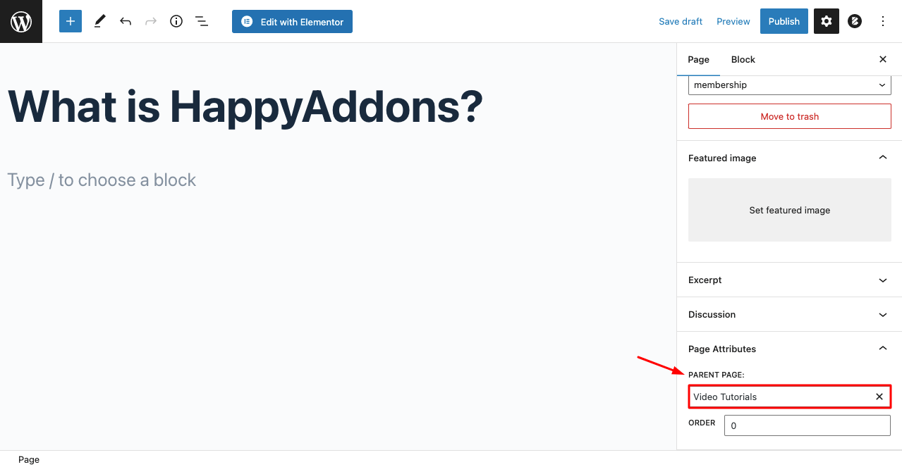 Cara Membuat Situs Keanggotaan dengan Elementor dan HappyAddons 15 Create a Child Page to Publish Video Content On Your Membership Website