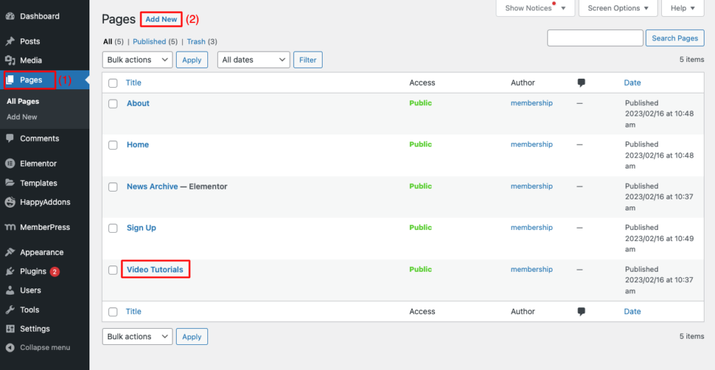 Cara Membuat Situs Keanggotaan dengan Elementor dan HappyAddons 14 Create Parent Page for Membership Website