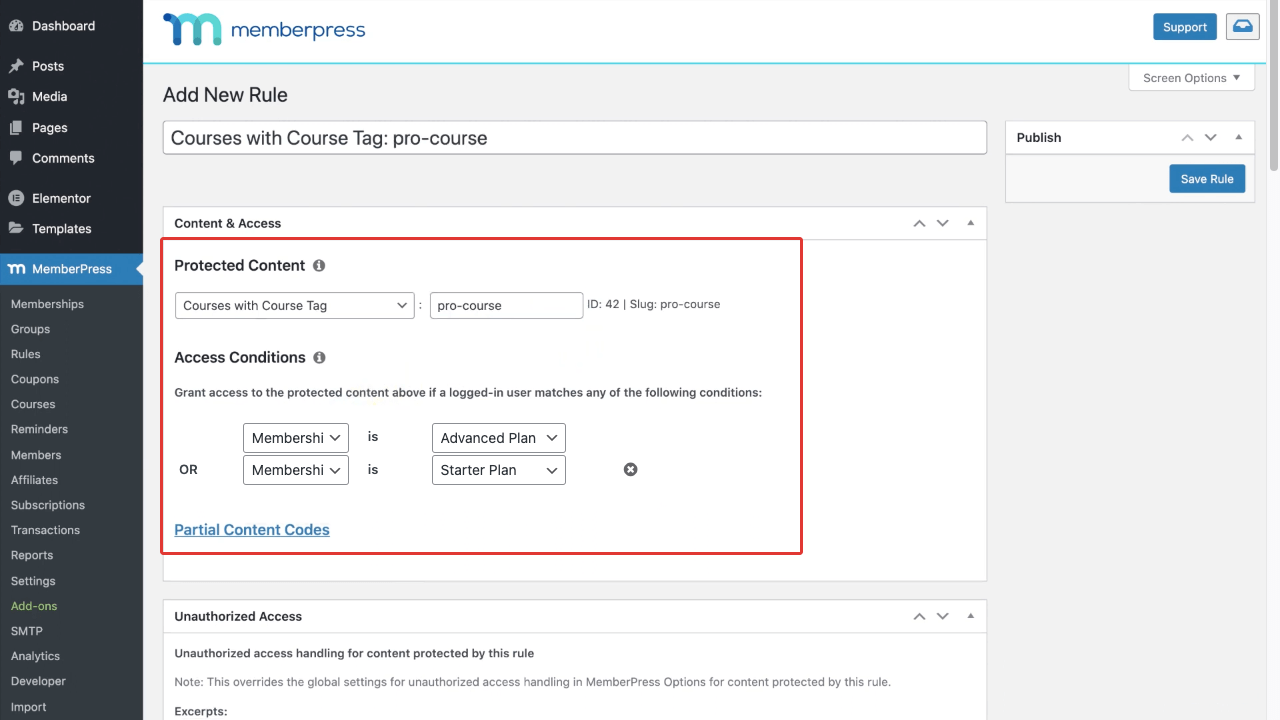 Cara Membuat Situs Keanggotaan dengan Elementor dan HappyAddons 25 How to Add Rules to Premium Courses on Membership Website
