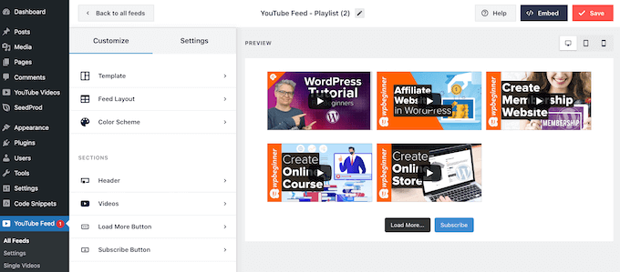 Menambahkan daftar putar YouTube ke vlog menggunakan Smash Balloon Adding a YouTube playlist to a vlog using Smash Balloon