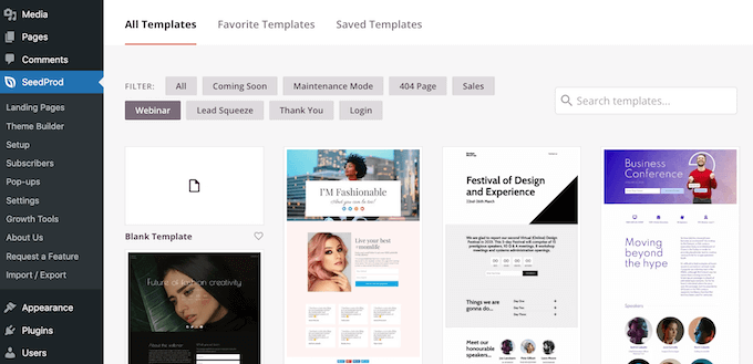Templat vlog yang dirancang secara profesional oleh SeedProd SeedProd's professionally-designed vlog templates