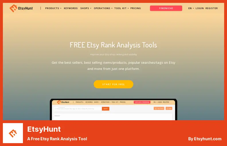 EtsyHunt - Un instrument gratuit de analiză a rangului Etsy
