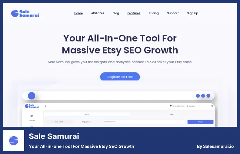 Sale Samurai - Instrumentul dvs. all-in-one pentru o creștere masivă a SEO Etsy