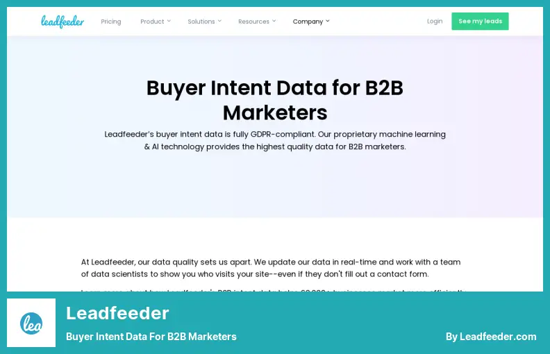 Leadfeeder - Dati sulle intenzioni dell'acquirente per i marketer B2B
