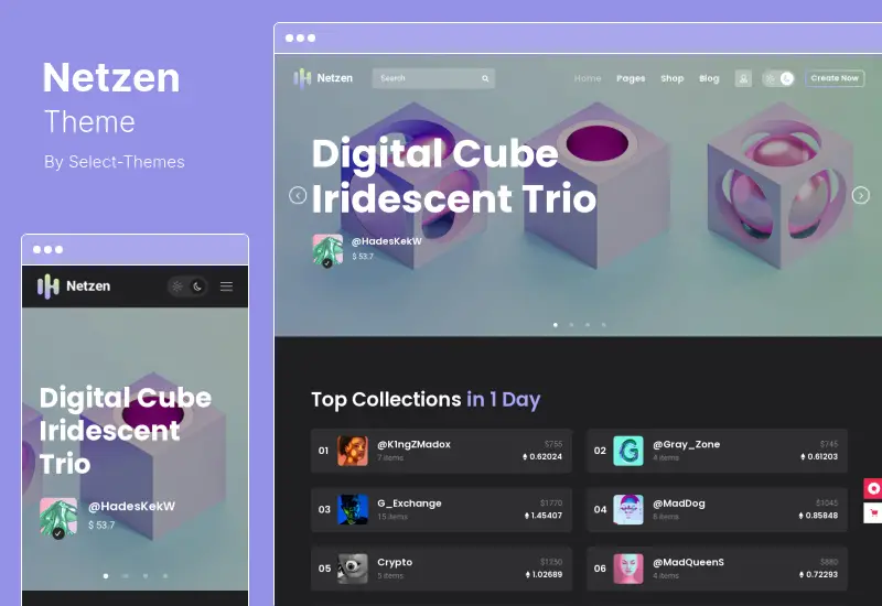 Tema Netzen - Tema WordPress Multivendor NFT Marketplace