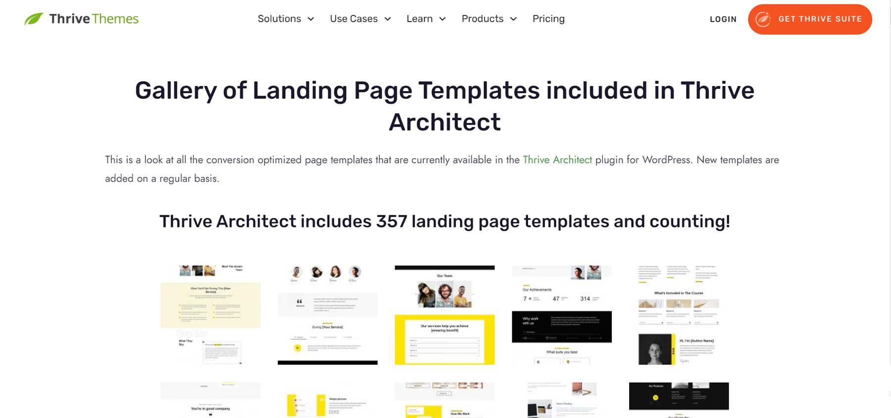 Landingpage-Galerie von Thrive Architect