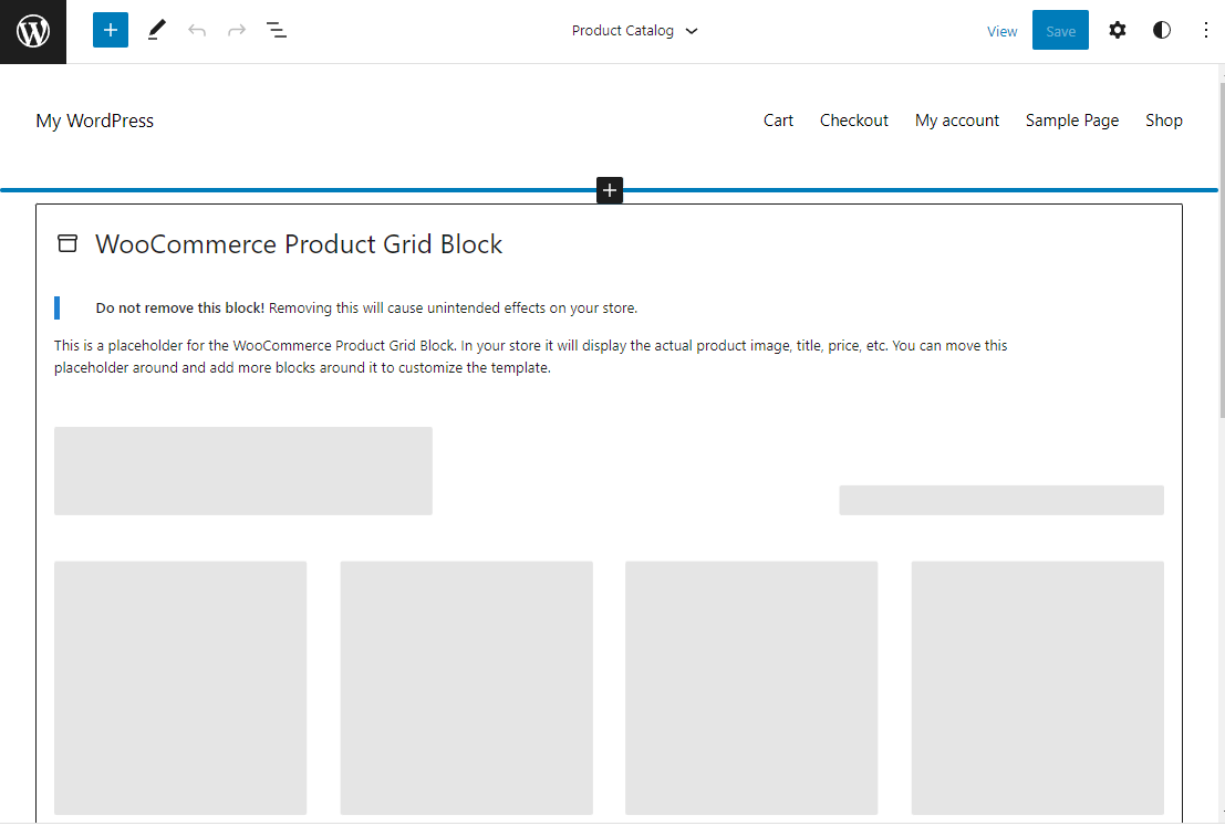 默认情况下在站点编辑器中显示的 WooCommerce 产品网格块