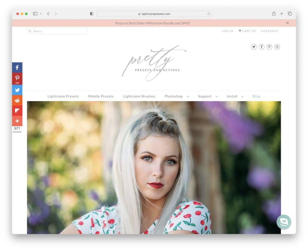 esempio di blog shopify di bei preset