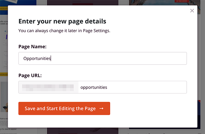 landingpagename1 SeedProd Enter a landing page name