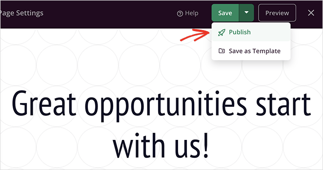 pubblicare pagina di destinazione SeedProd Publish your landing page with hotspot image