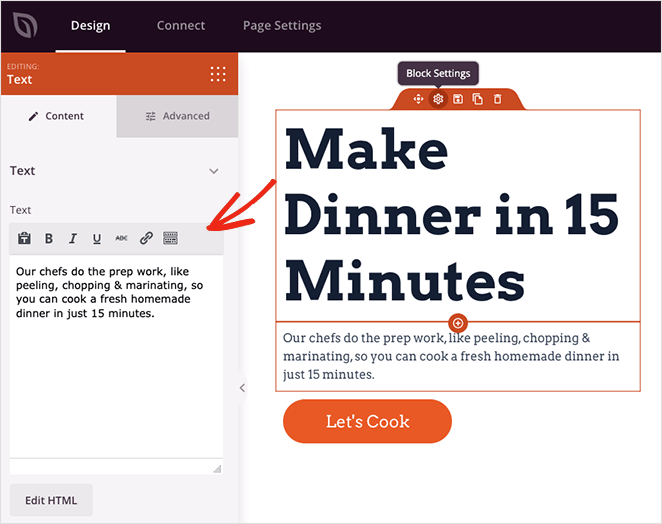 personalizzare il titolo della pagina SeedProd Customize your landing page headline