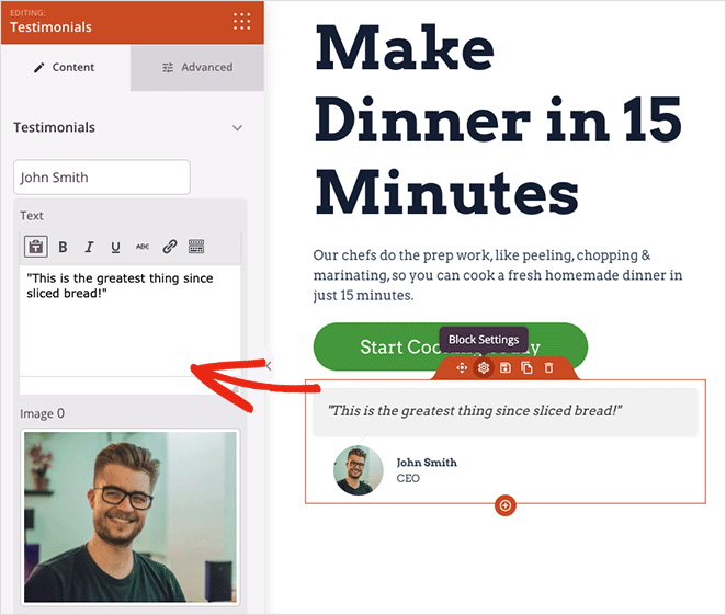 seedprodtestimonialsblock SeedProd Add testimonials to your landing page design