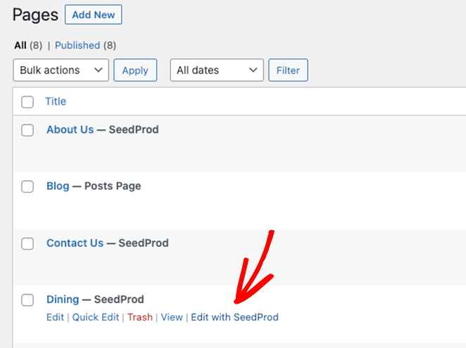 แก้ไขWordPresspageseedprod SeedProd Edit WordPress page with SeedProd