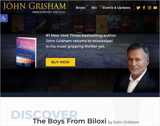 johngrishamauthorwebsiteexample SeedProd John Grisham author website example