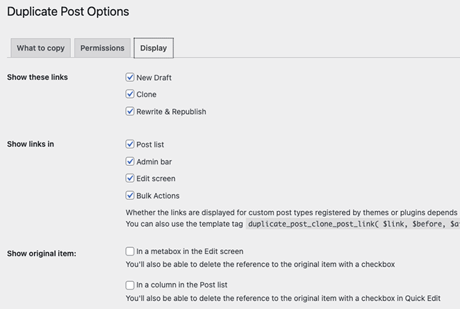 duplikatpostingopsi tampilan SeedProd Duplicate post display options