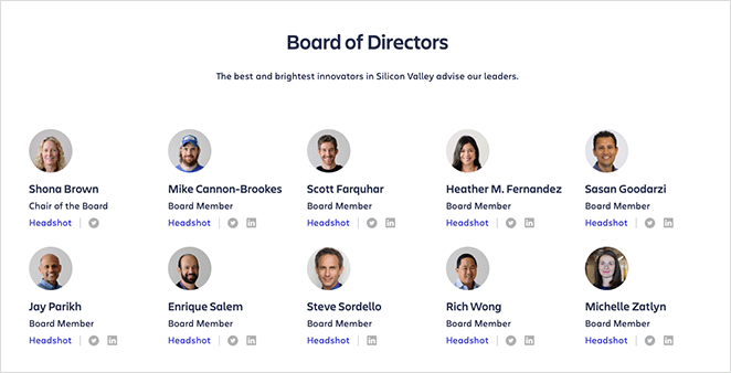 atlassian 董事会 SeedProd Atlassian board of directors section
