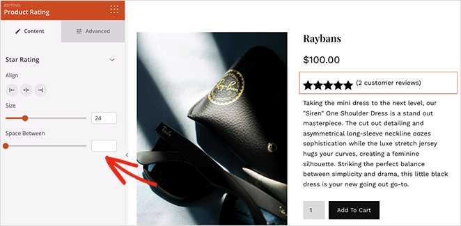 woocommerceproductratingblocksettings SeedProd Product rating block settings