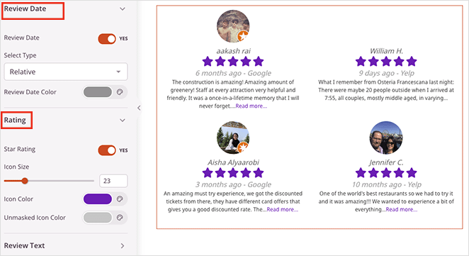 reviewdatestarrating SeedProd Review date and star rating settings