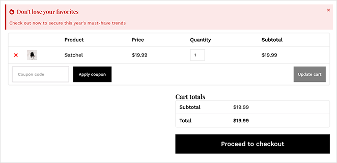 warningalertcheckout SeedProd checkout warning alert message