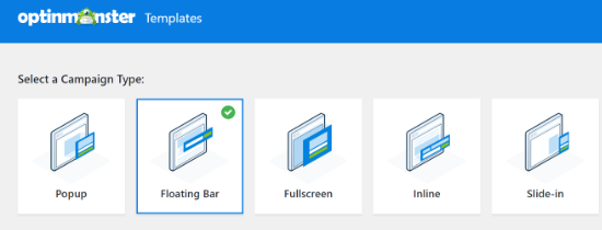 selectfloatingbarcampaigntype SeedProd Floating bar campaign type