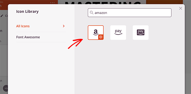 выбрать шрифт SeedProd font awesome icons