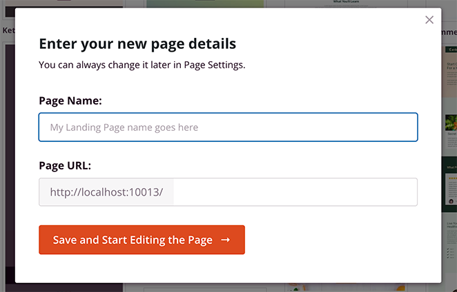 целевая страницаИнформация SeedProd enter your landing page information