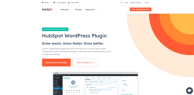 HubSpot WordPress 플러그인 스크린샷