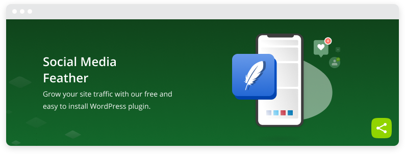 Плагины WordPress для социальных сетей Feather banner