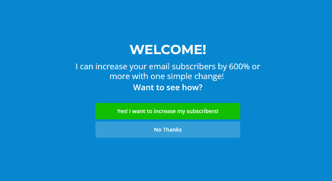 Previzualizare pe ecran complet de bun venit Fullscreen welcome mat preview