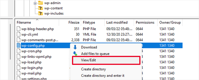 Editați fișierul wp-config Edit wp-config file