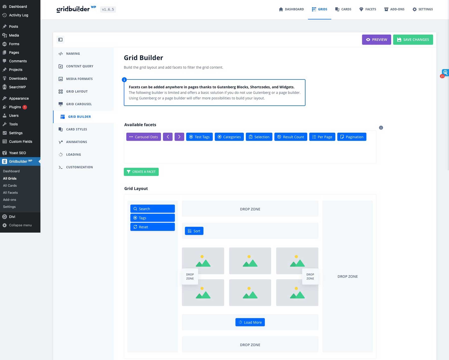 Impostazioni di WP Grid Builder