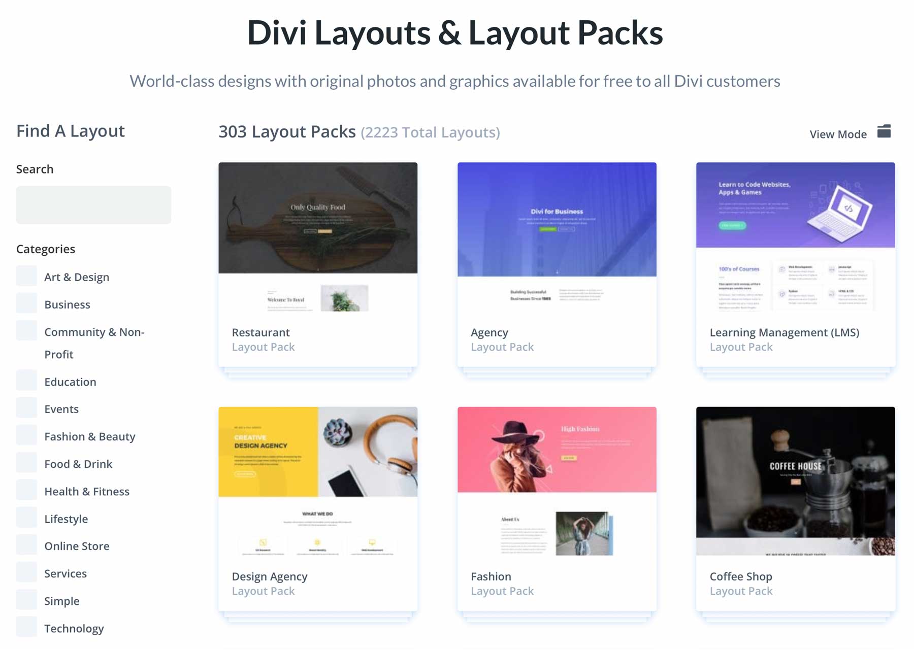 Pacchetti di layout Divi