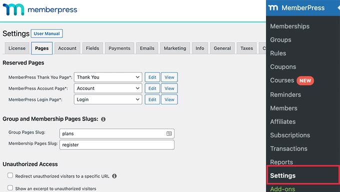 كيفية تكوين المكون الإضافي MemberPress How to configure the MemberPress plugin