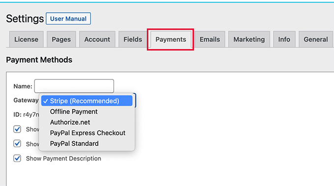 إضافة بوابة دفع إلى موقع العضوية Adding a payment gateway to a membership site