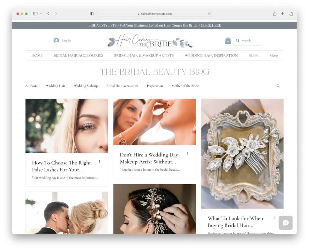 hair comes the bride wix 博客示例