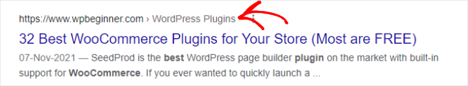 검색 결과의 이동 경로 탐색 Breadcrumb Navigation Links in Search Results